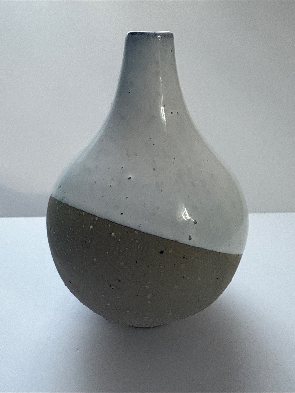 West Elm 6” Half Dipped White Ceramic Stoneware Vase